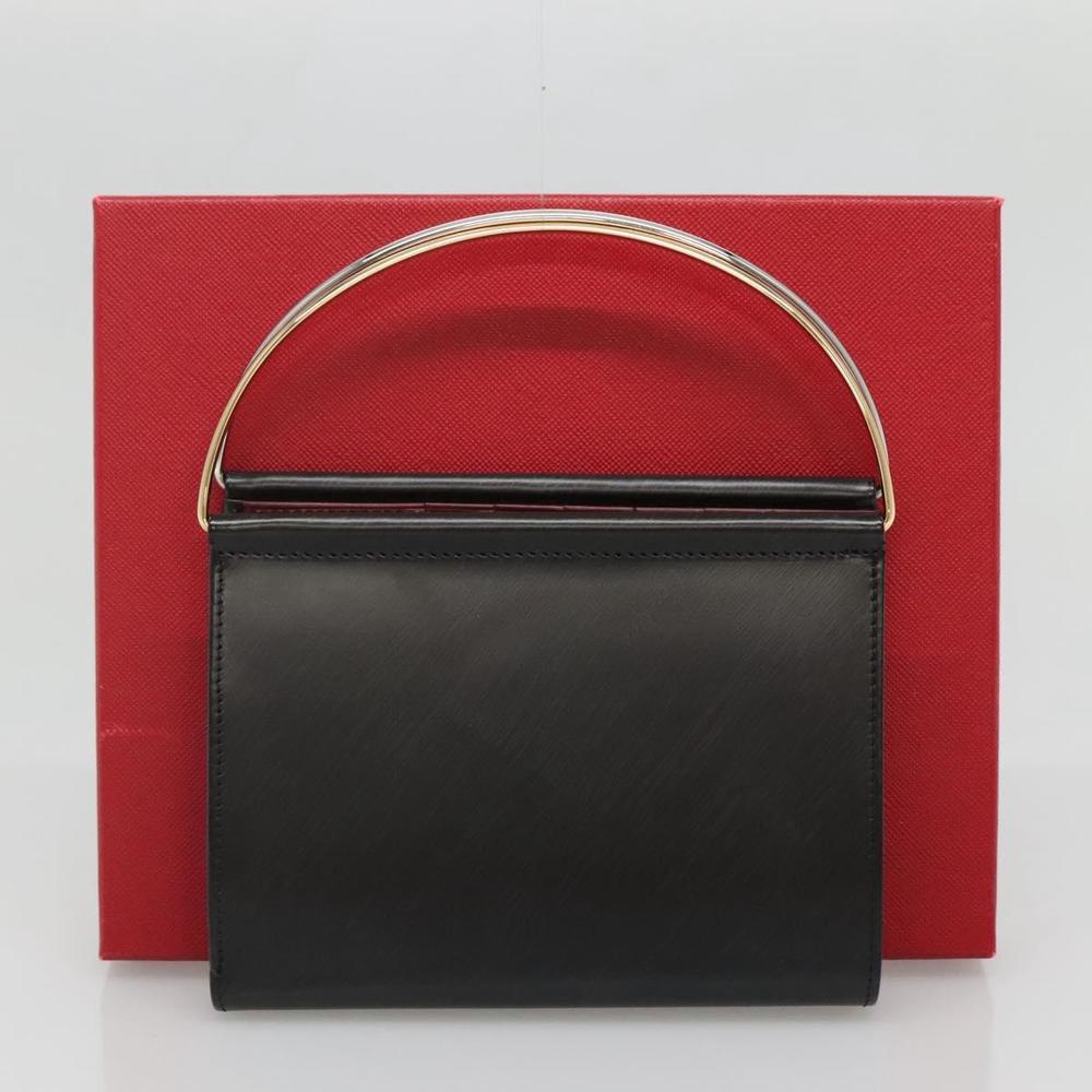 CARTIER Trinity Wallet Bag Hand Bag Leather Black Auth 131637V - Picture 12 of 16